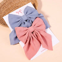 Cute Multi-Patterned and Solid Color Hair Bows/Clips for Girls in a 2 Piece Set