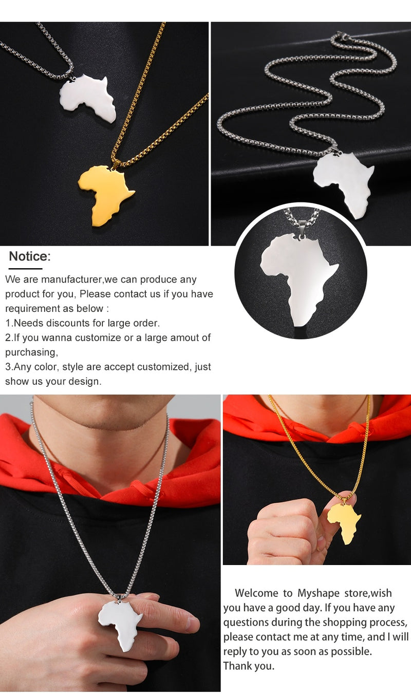 Mama Africa Necklace for Women/Men/Boys & Girls, Pendant Style, in Gold & Silver