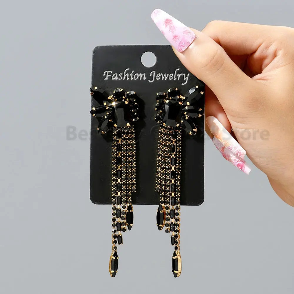 Gorgeous Women and Girl's Drop Earrings in 6 Brilliant Colors - Rose Red, Blue, Green, Black, White and Champagne