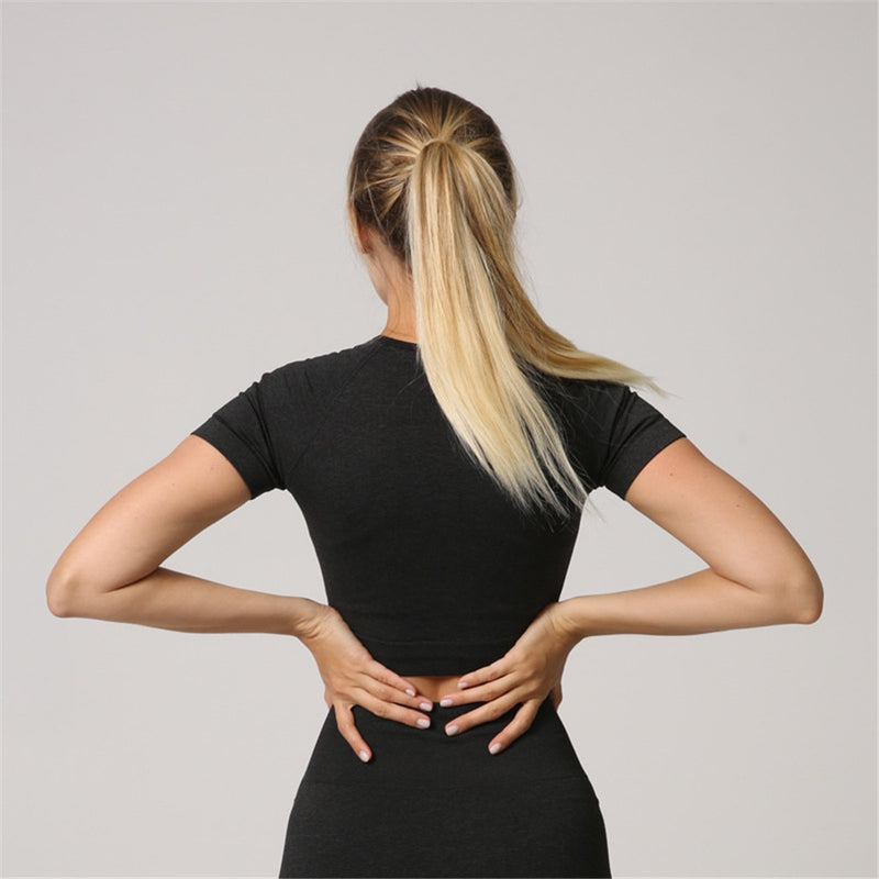 Women's Seamless Fitness Crop Top, Workout Tops, Yoga Shirts, Gym Sportswear, Running T-shirts, Short Sleeve, Solid Color