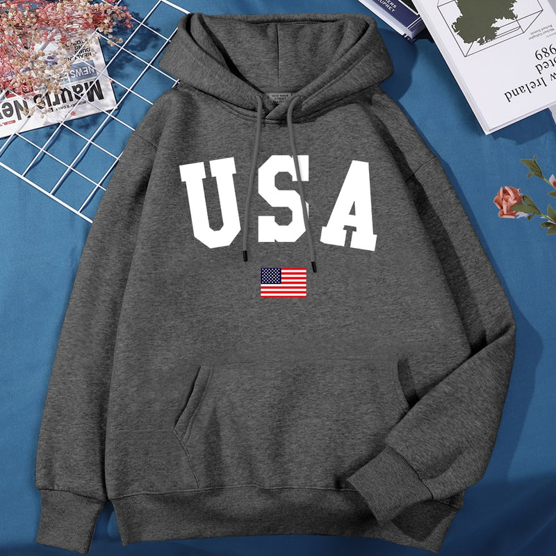 United States of America (USA) Hoodie for Men & Women, Fleece with Pockets, Anti-Wrinkle