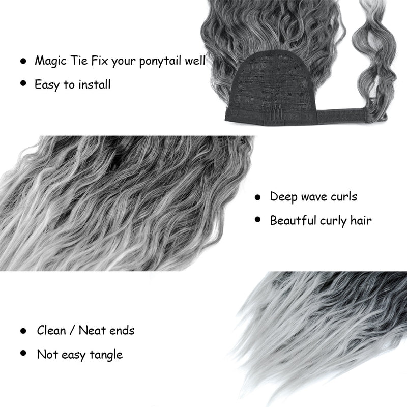Synthetic Short Kinky Curly Ponytail for Women & Girls - Corn Wave Wrap Around Ponytail Clip in Hair Extensions