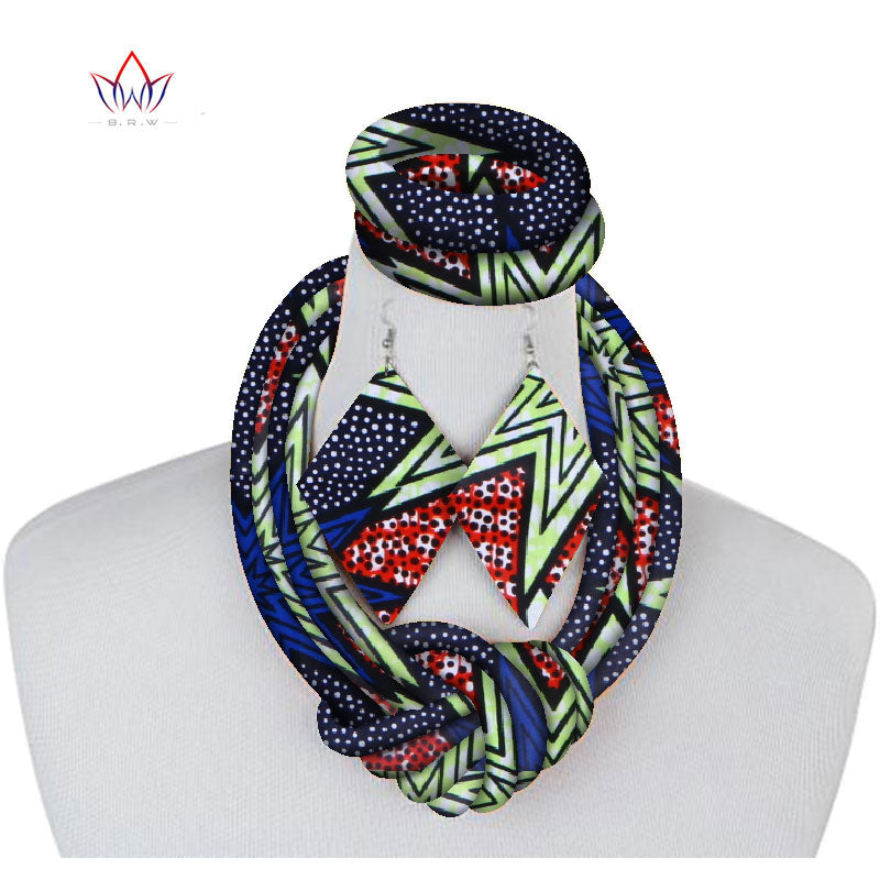 Ethnic Cloth Rope Necklace, Bracelet and Earring Set for Women & Girls - Elegant and Stylish