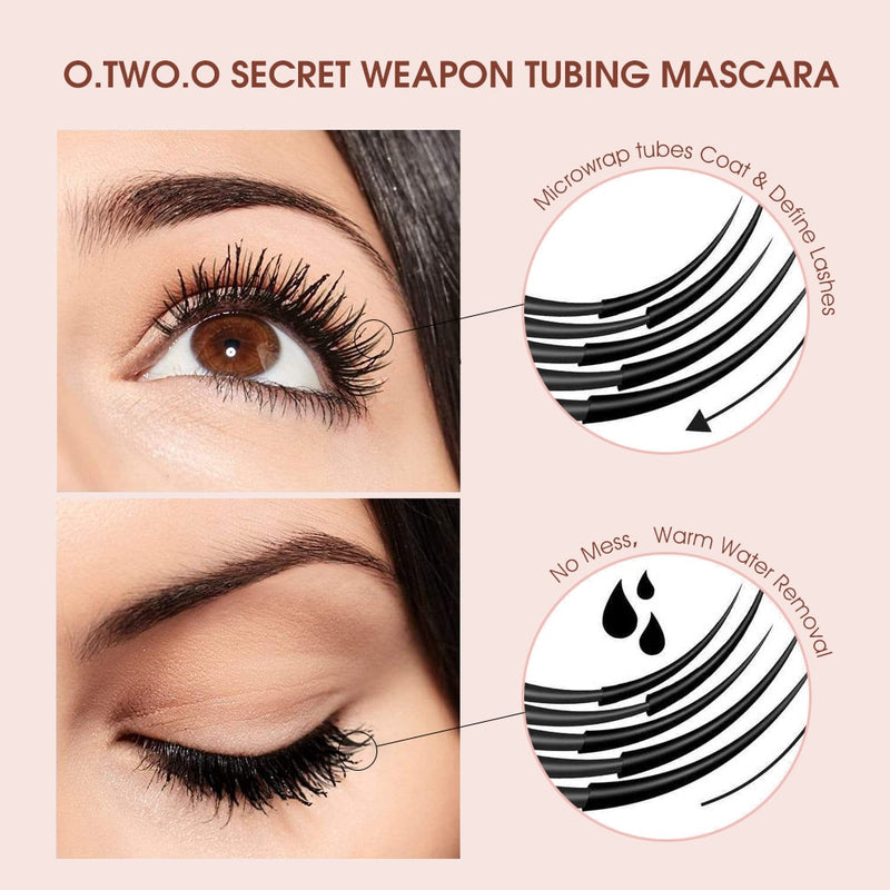 Waterproof Mascara - Lengthens Eyelashes with Extension, Black 3D Silk Fiber Mascara, Extra Volume for Women