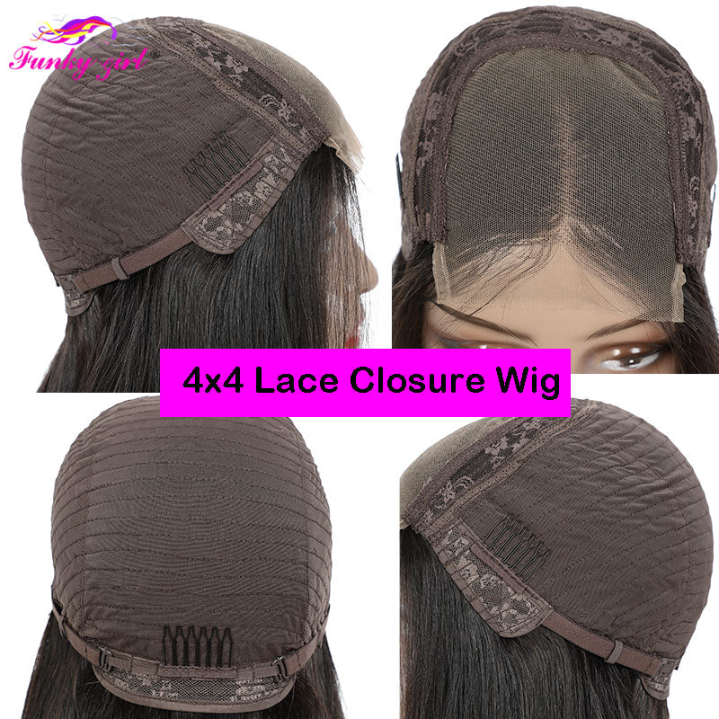 30 Inch 360 Transparent Lace Front Human Hair Wigs - Brazilian Straight Glueless 13x4 Lace Frontal Wig for Women, Preplucked