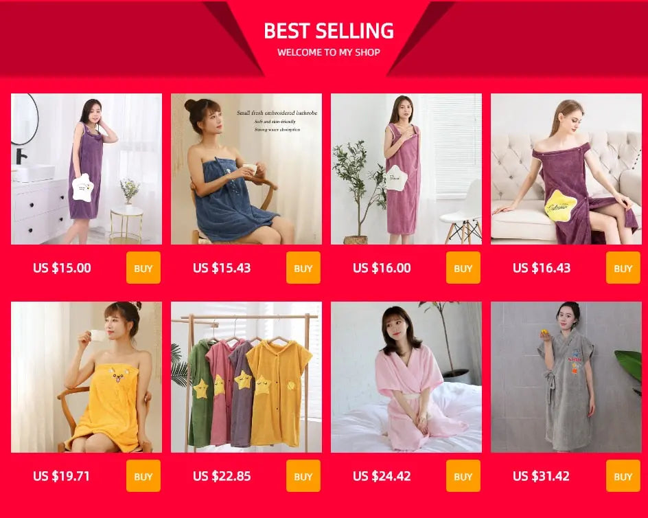 Bath Towel Robe for Women & Girls - Soft and Wearable, Fast Drying in Solid Colors