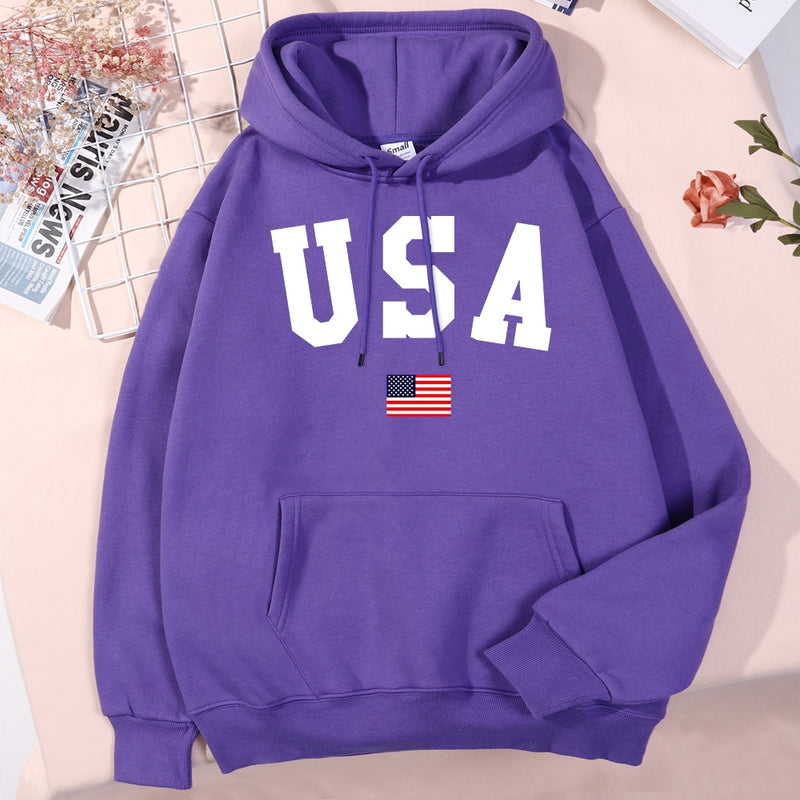 United States of America (USA) Hoodie for Men & Women, Fleece with Pockets, Anti-Wrinkle