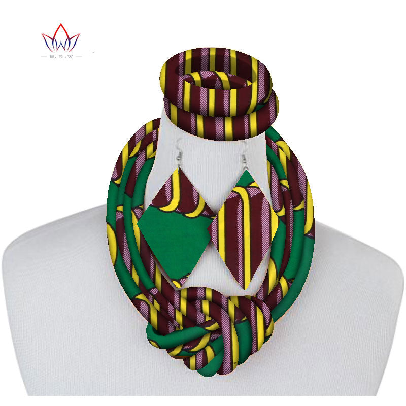 Ethnic Cloth Rope Necklace, Bracelet and Earring Set for Women & Girls - Elegant and Stylish