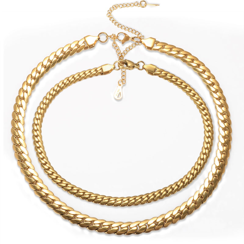 Women's Choker Style Necklace, Dangle Earrings and Bracelet Set in Gold