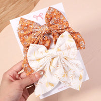 Cute Multi-Patterned and Solid Color Hair Bows/Clips for Girls in a 2 Piece Set