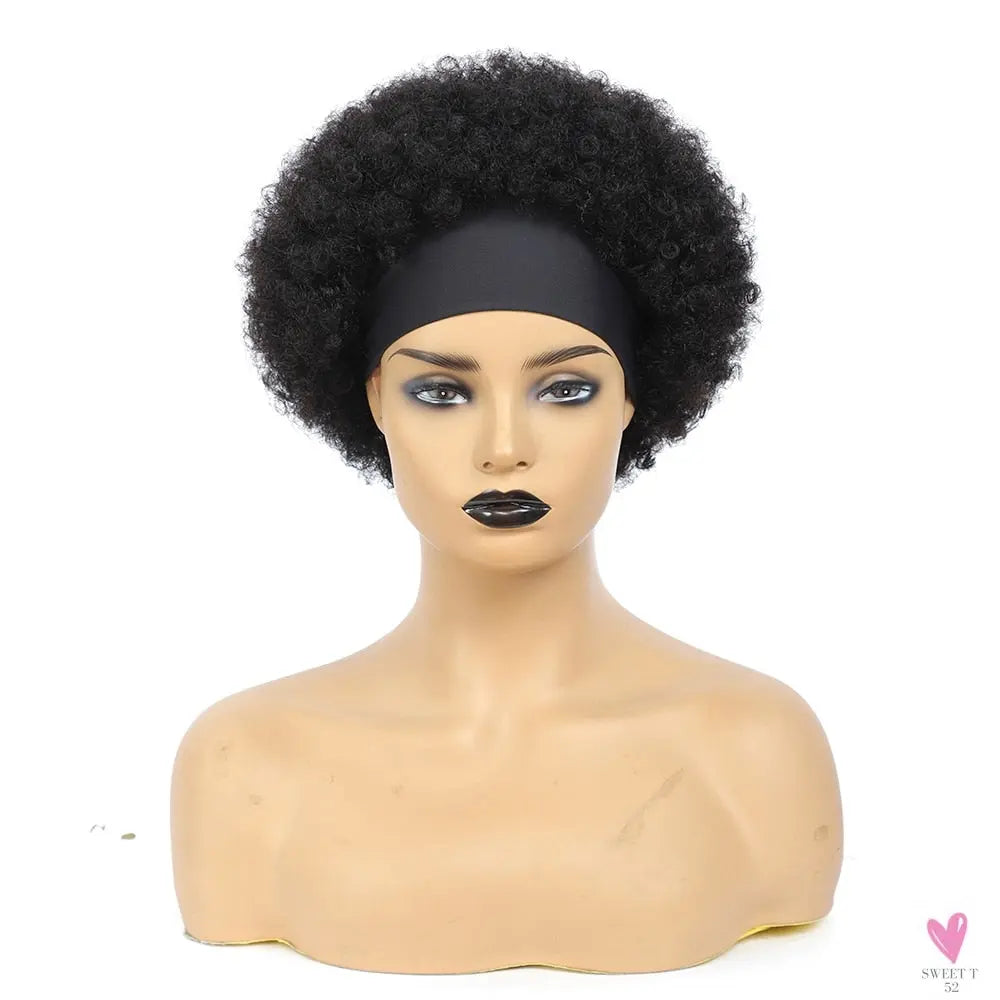 Short Headband Human Hair Wigs, Water Wave Wigs for Women & Girls - 6 inch Brazilian Remy Human Hair, Glueless, Full Machine Made