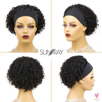 Short Headband Human Hair Wigs, Water Wave Wigs for Women & Girls - 6 inch Brazilian Remy Human Hair, Glueless, Full Machine Made