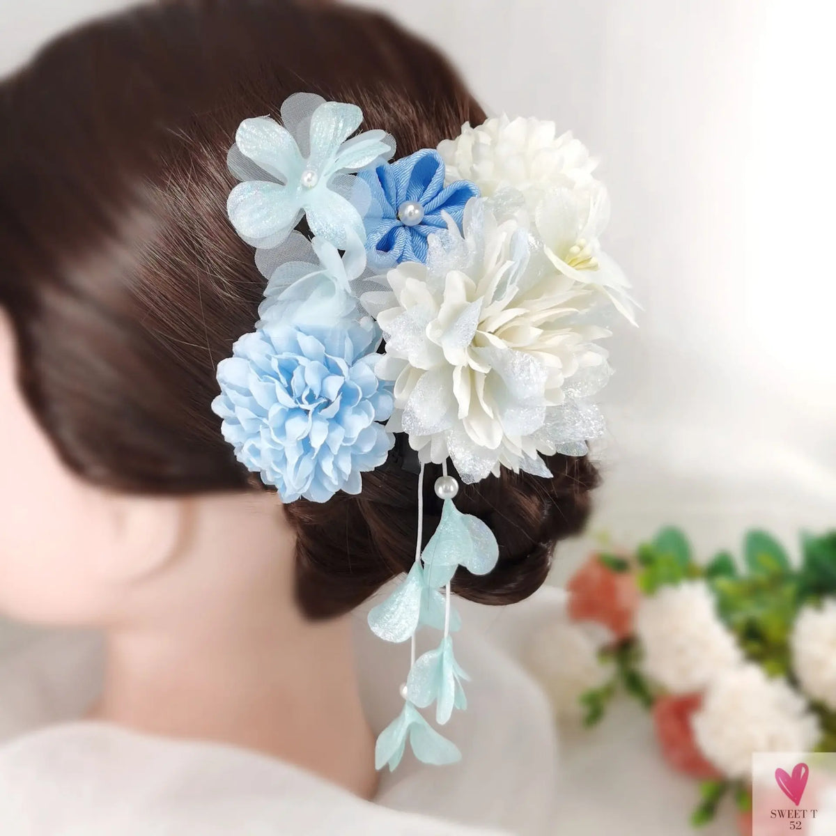 Silk Chrysanthemum Flower Accessory Set for Women and Girls for Chic Hair Styles