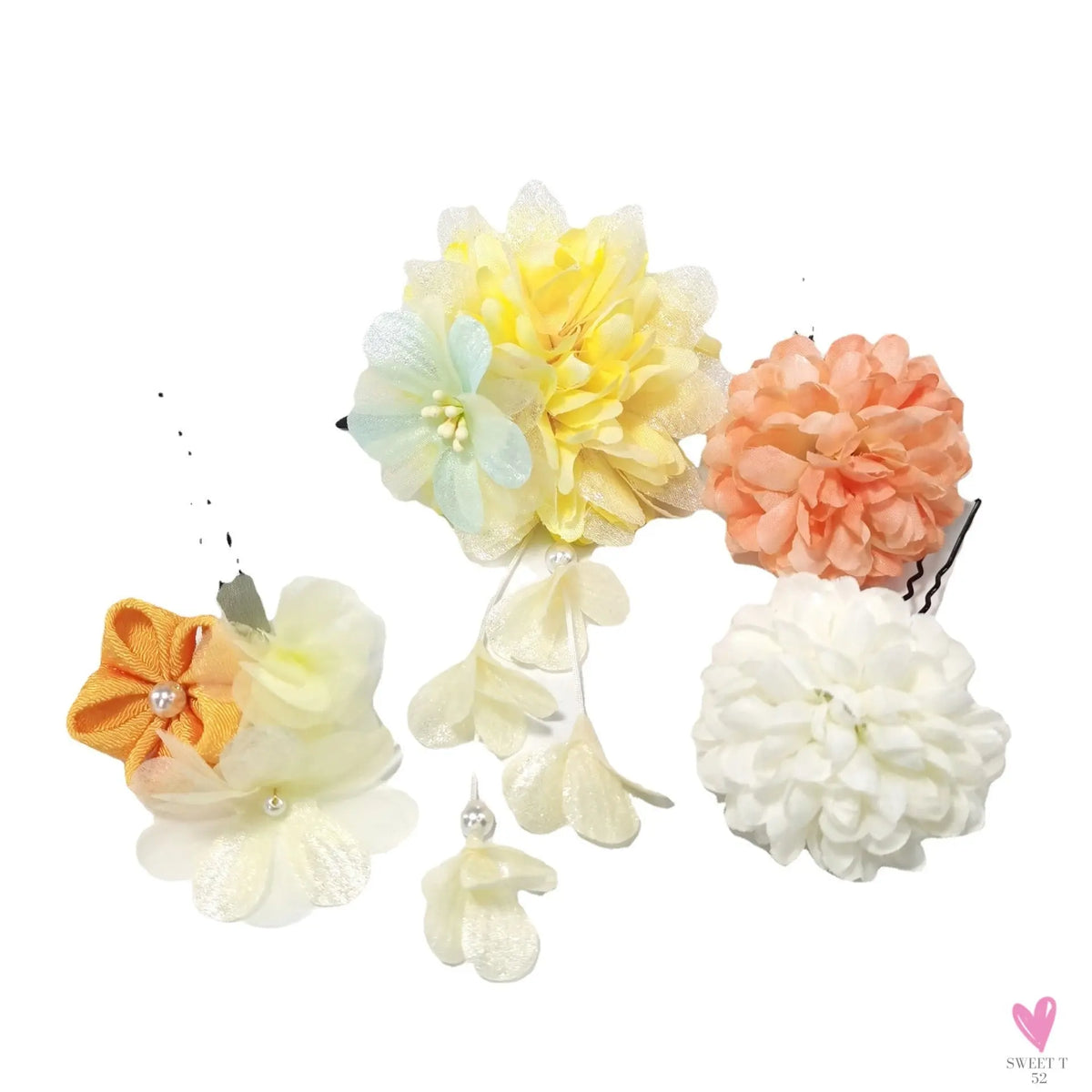Silk Chrysanthemum Flower Accessory Set for Women and Girls for Chic Hair Styles
