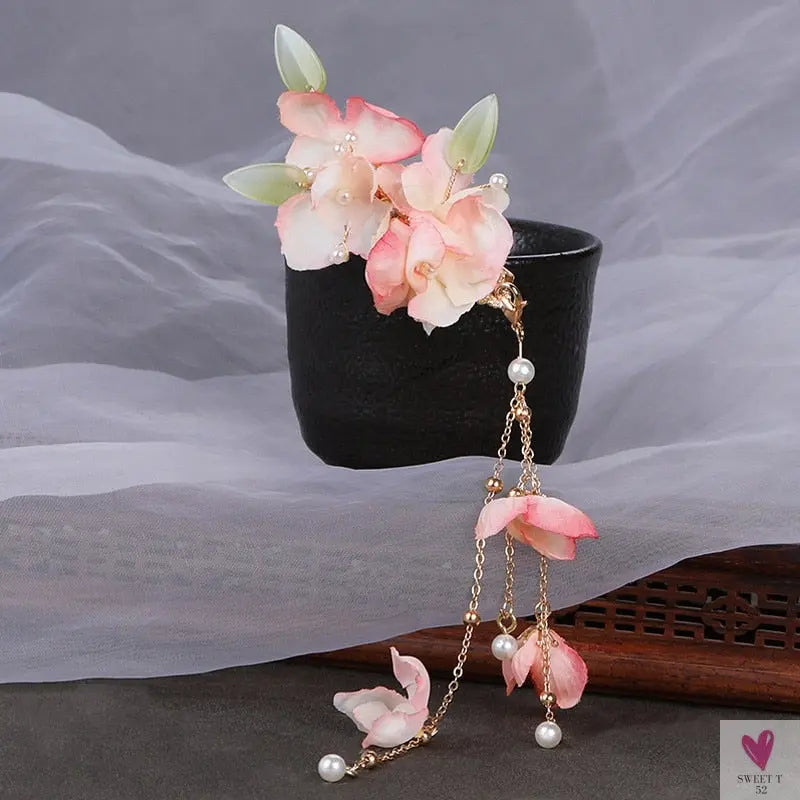 Silk Flower Hairpins/Clips - Fairy Floral Hair Pins/Barrettes for Women Girls, Retro Chinese Pendant Jewelry