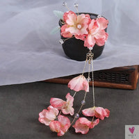 Silk Flower Hairpins/Clips - Fairy Floral Hair Pins/Barrettes for Women Girls, Retro Chinese Pendant Jewelry