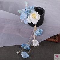 Silk Flower Hairpins/Clips - Fairy Floral Hair Pins/Barrettes for Women Girls, Retro Chinese Pendant Jewelry