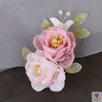 Silk Flower Hairpins/Clips - Fairy Floral Hair Pins/Barrettes for Women Girls, Retro Chinese Pendant Jewelry