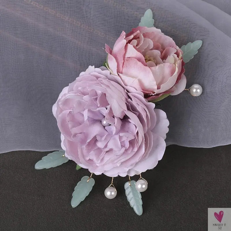 Silk Flower Hairpins/Clips - Fairy Floral Hair Pins/Barrettes for Women Girls, Retro Chinese Pendant Jewelry