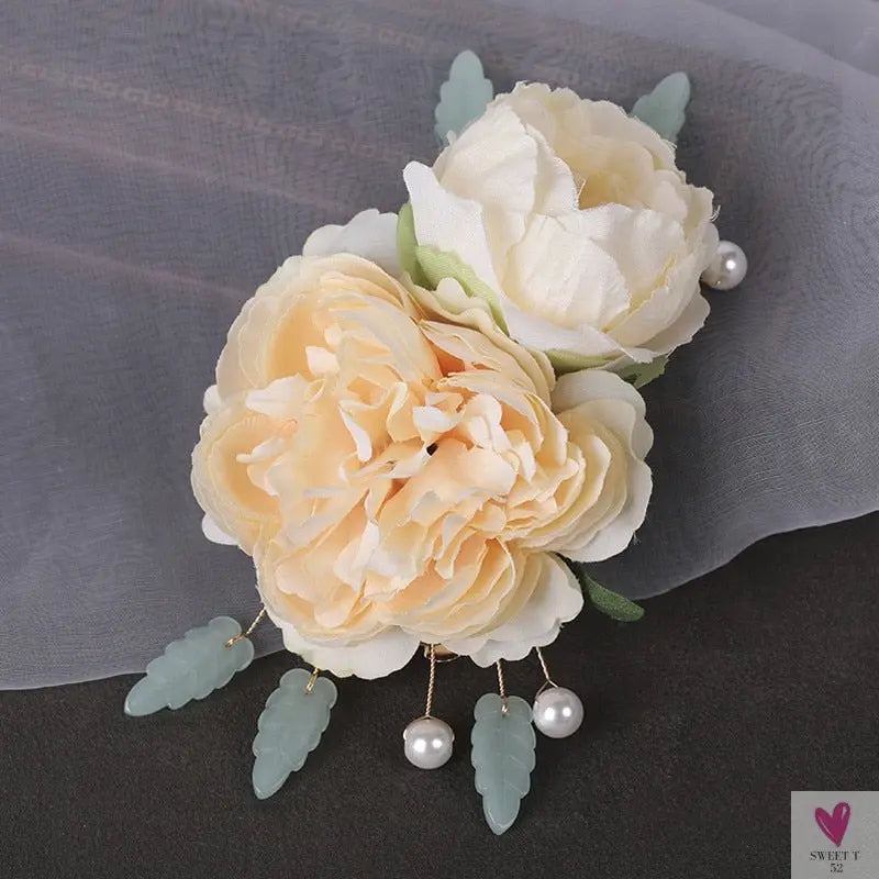 Silk Flower Hairpins/Clips - Fairy Floral Hair Pins/Barrettes for Women Girls, Retro Chinese Pendant Jewelry