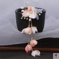 Silk Flower Hairpins/Clips - Fairy Floral Hair Pins/Barrettes for Women Girls, Retro Chinese Pendant Jewelry