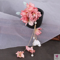 Silk Flower Hairpins/Clips - Fairy Floral Hair Pins/Barrettes for Women Girls, Retro Chinese Pendant Jewelry