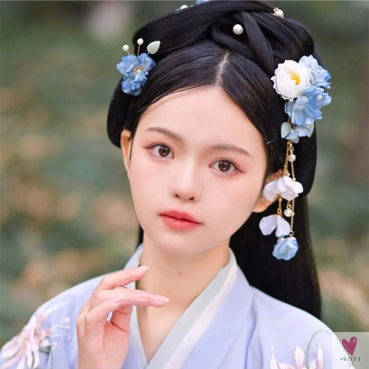 Silk Flower Hairpins/Clips - Fairy Floral Hair Pins/Barrettes for Women Girls, Retro Chinese Pendant Jewelry