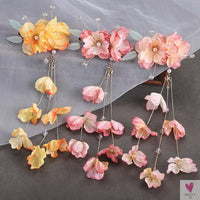 Silk Flower Hairpins/Clips - Fairy Floral Hair Pins/Barrettes for Women Girls, Retro Chinese Pendant Jewelry