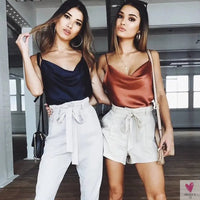 Silky Satin Tank Top for Women and Girls With Adjustable Straps - Soft Backless Top