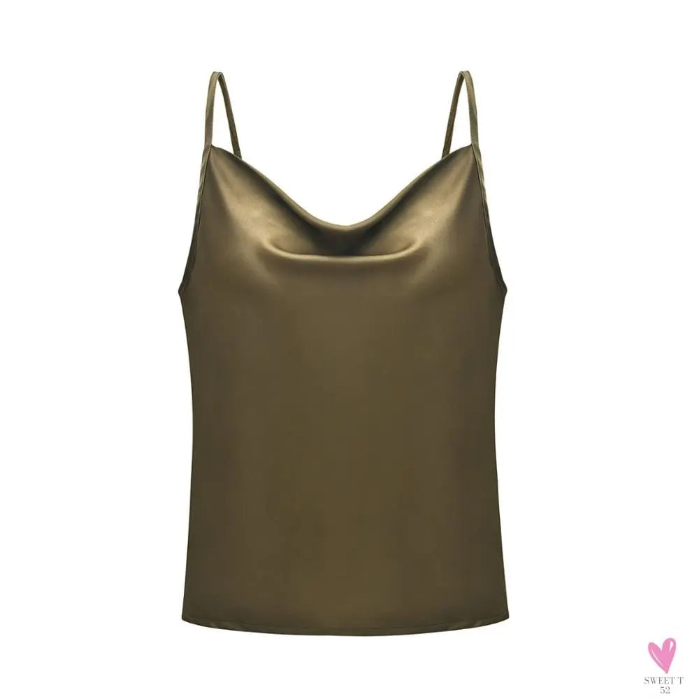Silky Satin Tank Top for Women and Girls With Adjustable Straps - Soft Backless Top