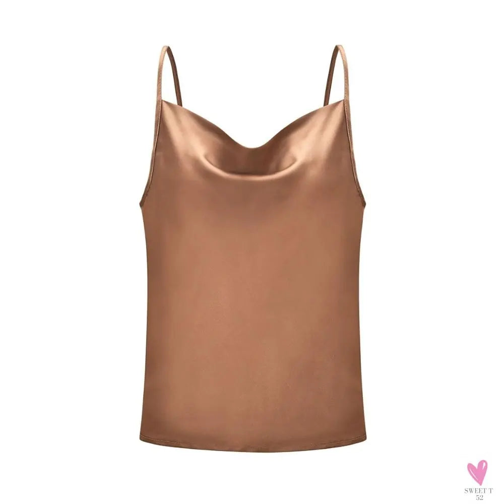 Silky Satin Tank Top for Women and Girls With Adjustable Straps - Soft Backless Top