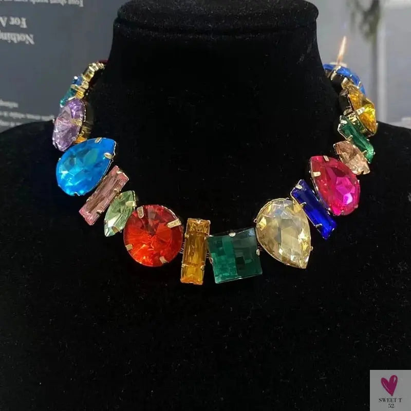 Simple Style Rhinestone Irregular Necklace, Luxury Design for Women & Girls, Statement Necklace and Bracelet