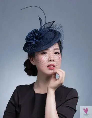 Small Fascinator Hat for Women and Girls - Hair Clip/Pin - Yarn Feathered Flower Hair Accessories