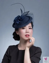 Small Fascinator Hat for Women and Girls - Hair Clip/Pin - Yarn Feathered Flower Hair Accessories