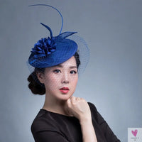 Small Fascinator Hat for Women and Girls - Hair Clip/Pin - Yarn Feathered Flower Hair Accessories