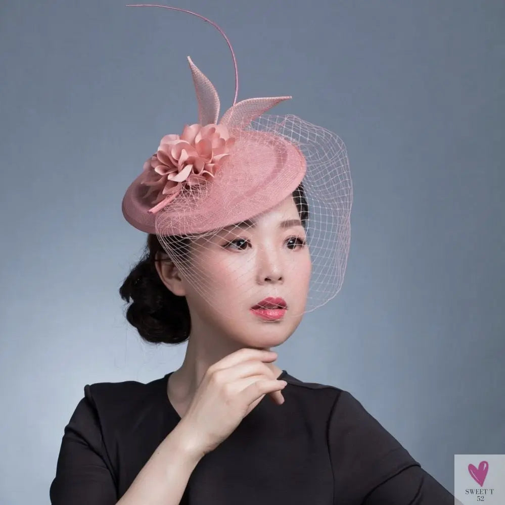 Small Fascinator Hat for Women and Girls - Hair Clip/Pin - Yarn Feathered Flower Hair Accessories