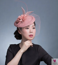 Small Fascinator Hat for Women and Girls - Hair Clip/Pin - Yarn Feathered Flower Hair Accessories