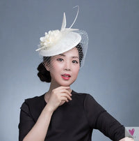 Small Fascinator Hat for Women and Girls - Hair Clip/Pin - Yarn Feathered Flower Hair Accessories