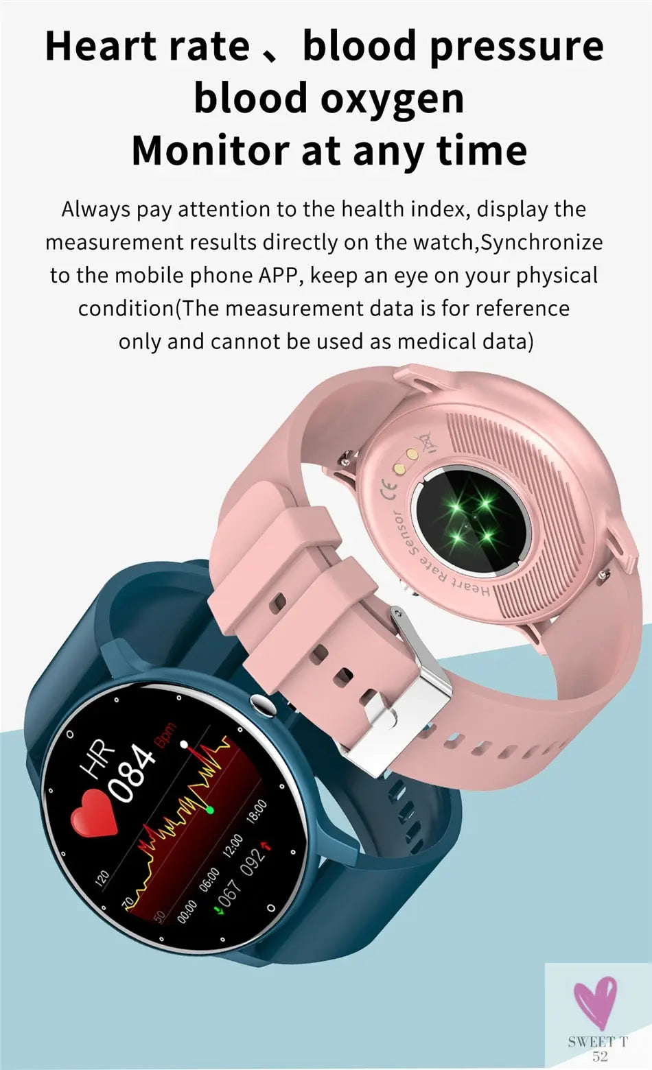 Sports Smart Watch for Men/Women, Fitness Tracker, Sleep Tracker, Heart Rate, Blood Pressure, Alarm & More