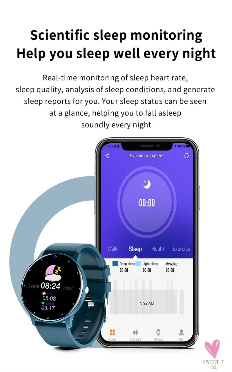 Sports Smart Watch for Men/Women, Fitness Tracker, Sleep Tracker, Heart Rate, Blood Pressure, Alarm & More