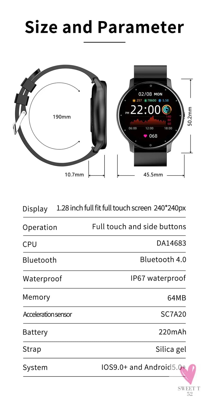 Sports Smart Watch for Men/Women, Fitness Tracker, Sleep Tracker, Heart Rate, Blood Pressure, Alarm & More