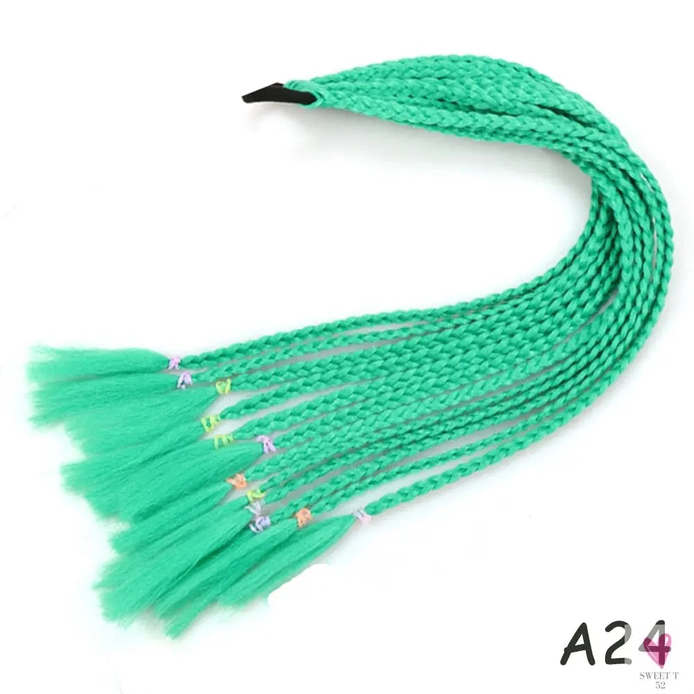 Synthetic Gradient Color Braided Ponytail - 60 CM Elastic Rubber Band Braiding Pony Tail Hair Extensions For Girls