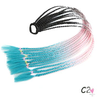 Synthetic Gradient Color Braided Ponytail - 60 CM Elastic Rubber Band Braiding Pony Tail Hair Extensions For Girls