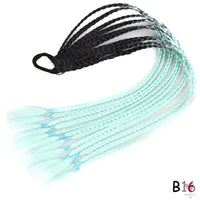 Synthetic Gradient Color Braided Ponytail - 60 CM Elastic Rubber Band Braiding Pony Tail Hair Extensions For Girls