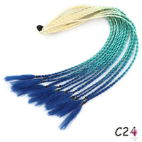 Synthetic Gradient Color Braided Ponytail - 60 CM Elastic Rubber Band Braiding Pony Tail Hair Extensions For Girls