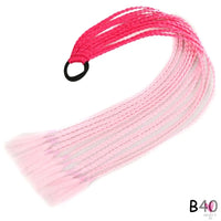Synthetic Gradient Color Braided Ponytail - 60 CM Elastic Rubber Band Braiding Pony Tail Hair Extensions For Girls