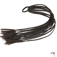 Synthetic Gradient Color Braided Ponytail - 60 CM Elastic Rubber Band Braiding Pony Tail Hair Extensions For Girls