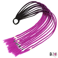 Synthetic Gradient Color Braided Ponytail - 60 CM Elastic Rubber Band Braiding Pony Tail Hair Extensions For Girls