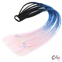 Synthetic Gradient Color Braided Ponytail - 60 CM Elastic Rubber Band Braiding Pony Tail Hair Extensions For Girls