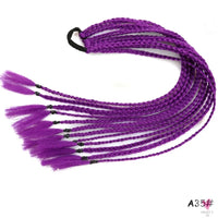Synthetic Gradient Color Braided Ponytail - 60 CM Elastic Rubber Band Braiding Pony Tail Hair Extensions For Girls